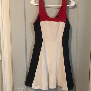 Express Colorblock sleeveless skater dress
